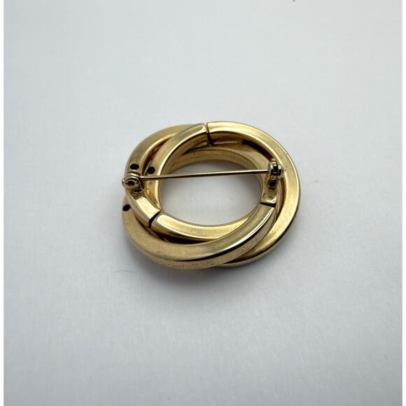 Vintage 80s Modernist "Trinity" Knot Brooch Gold & Silver Tone - Picture 6 of 8